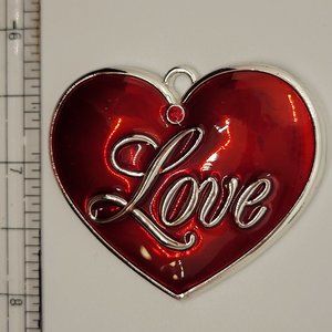 Scarf or Necklace Jewelry, with Red and Silver Coloring, Lightweight, Heart,